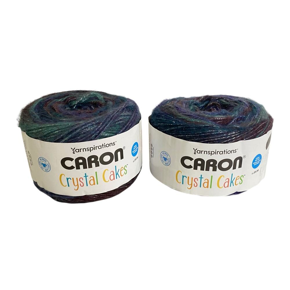 Caron Crystal Cakes Yarn Hummingbird Blue Purple Metallic Discontinued Lot of 2